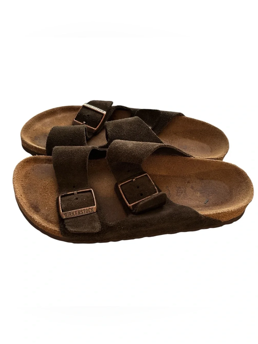 Birkenstock Arizona Suede Double Strap Sandals in Brown